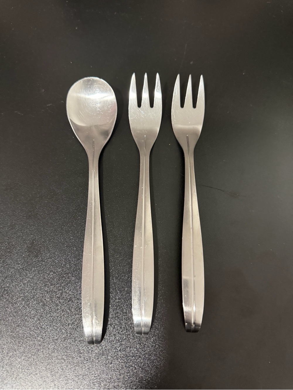 IKEA Stainless Steel Serving Spoon and Twin Fork Set - Silver